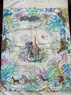 J. McLaughlin Vintage 100% Silk 34” Jungle Safari Scarf